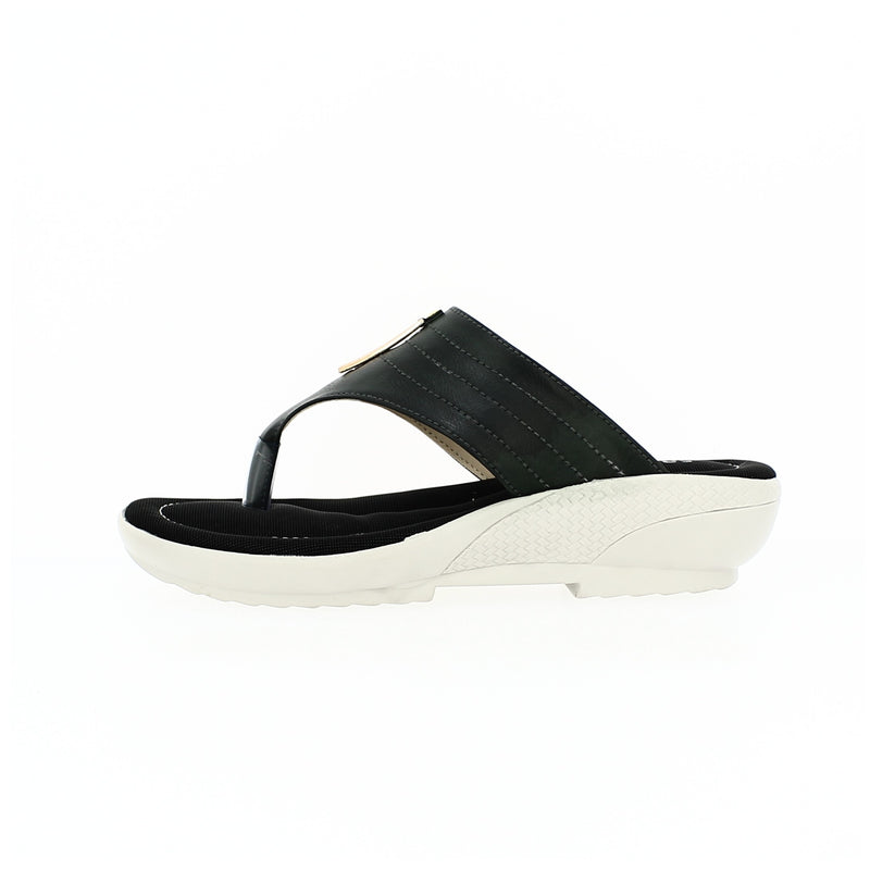 Samsons Women Casual T-Strap Slippers Green