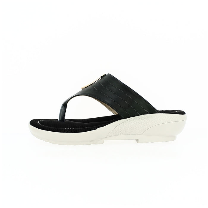 Samsons Women Casual T-Strap Slippers Green