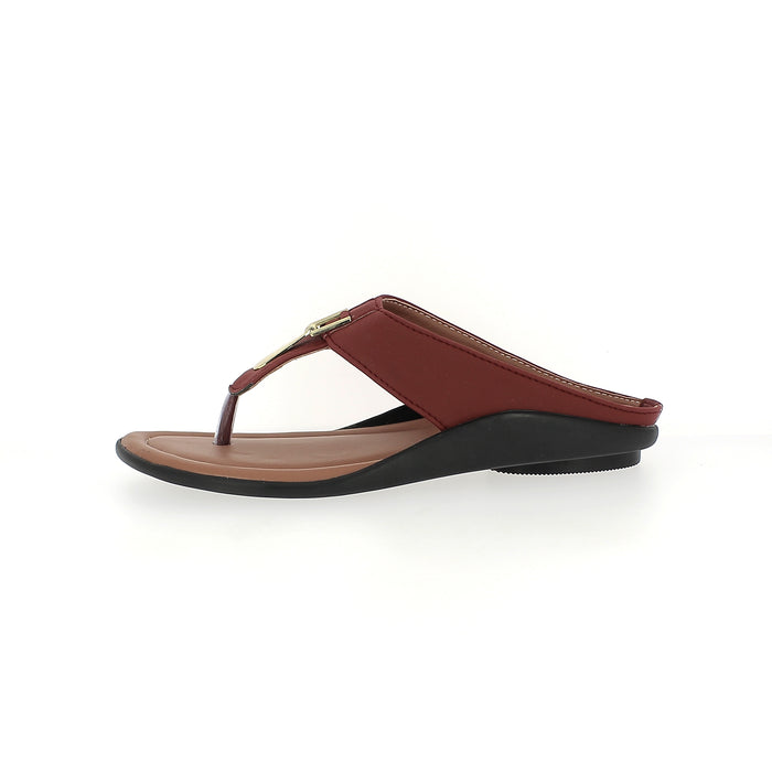 Samsons Women Casual T-Strap Slippers Maroon