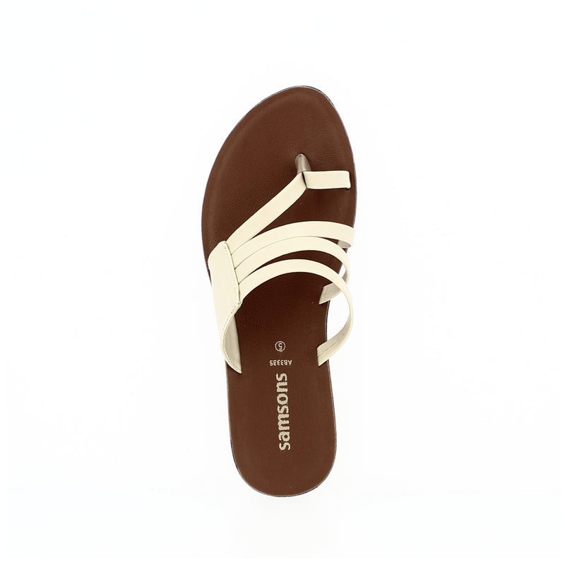 Samsons Women Casual Toe Ring Slippers Beige