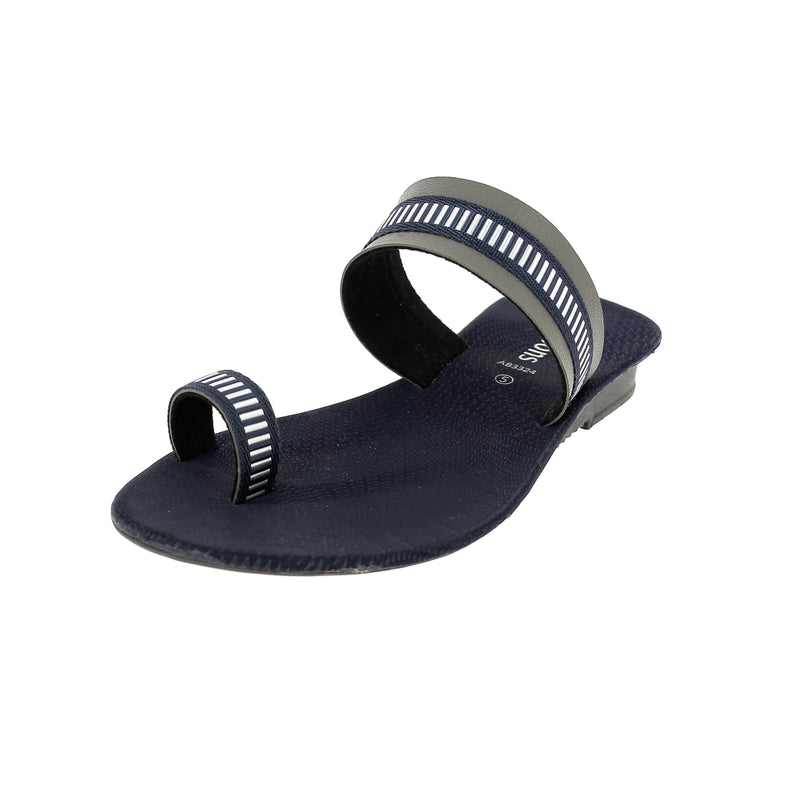 Samsons Women Casual Toe Ring Slippers Blue
