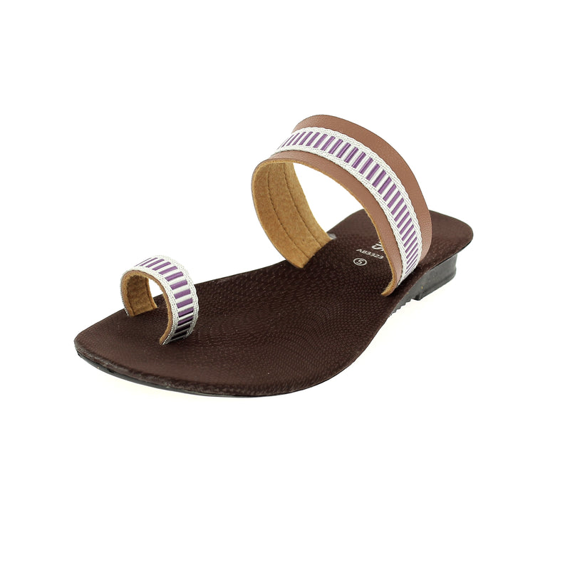 Samsons Women Casual Toe Ring Slippers Brown
