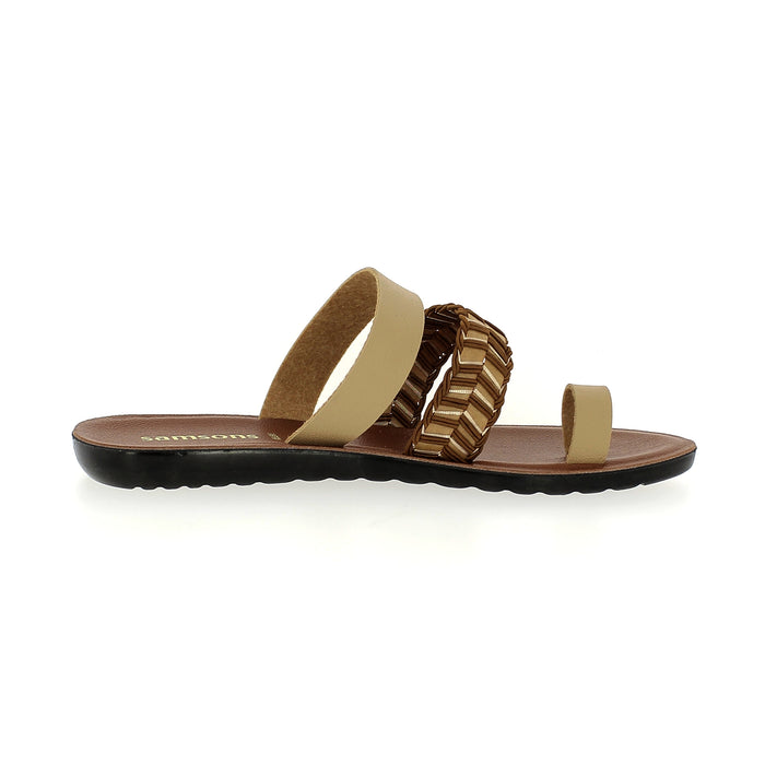 Samsons Women Casual Toe Ring Slippers Brown