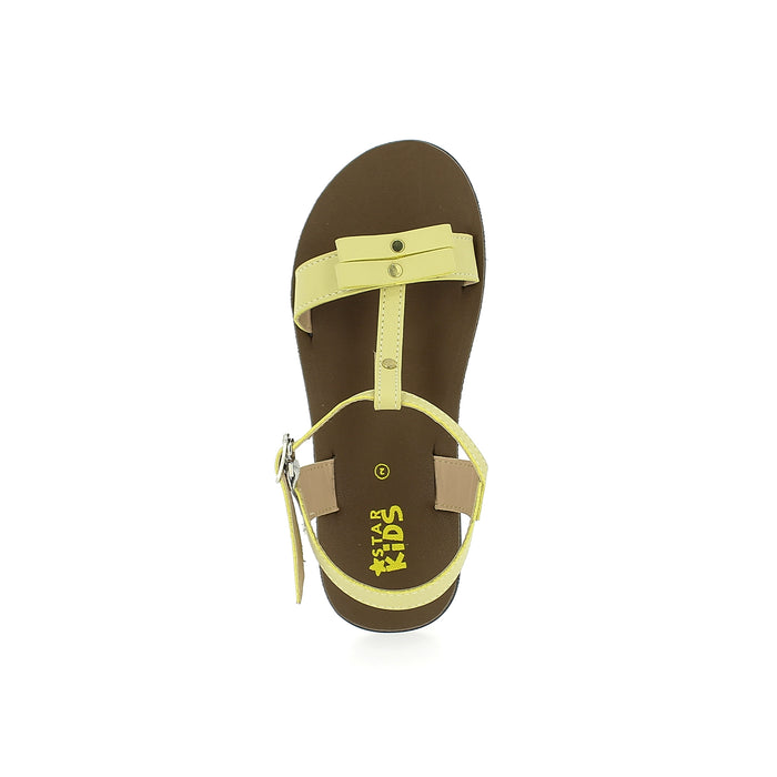 Star Kids Girls Slides Sandals Yellow-Brown
