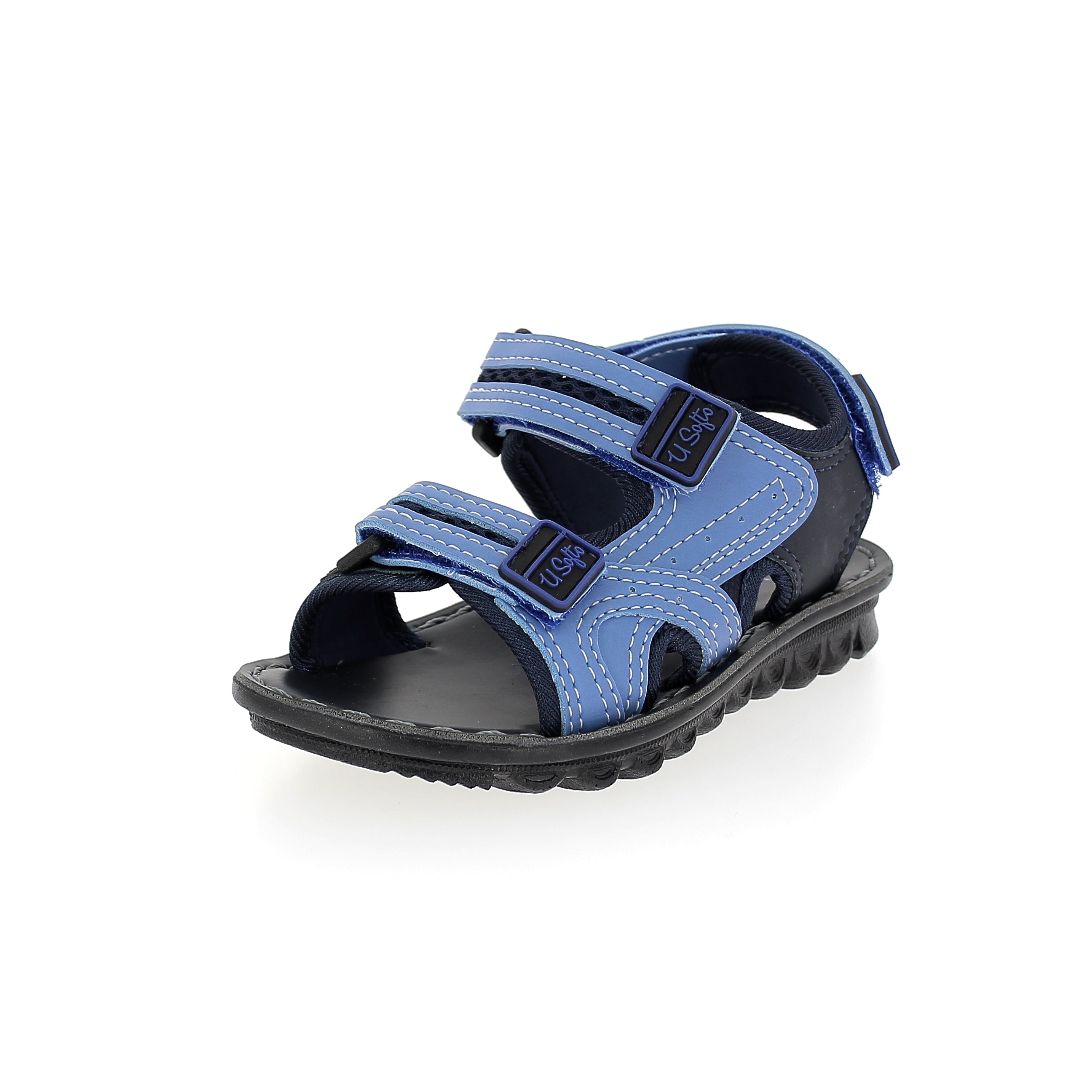 U Softo Boys Casual Toe Ring Slippers L.Blue-Black