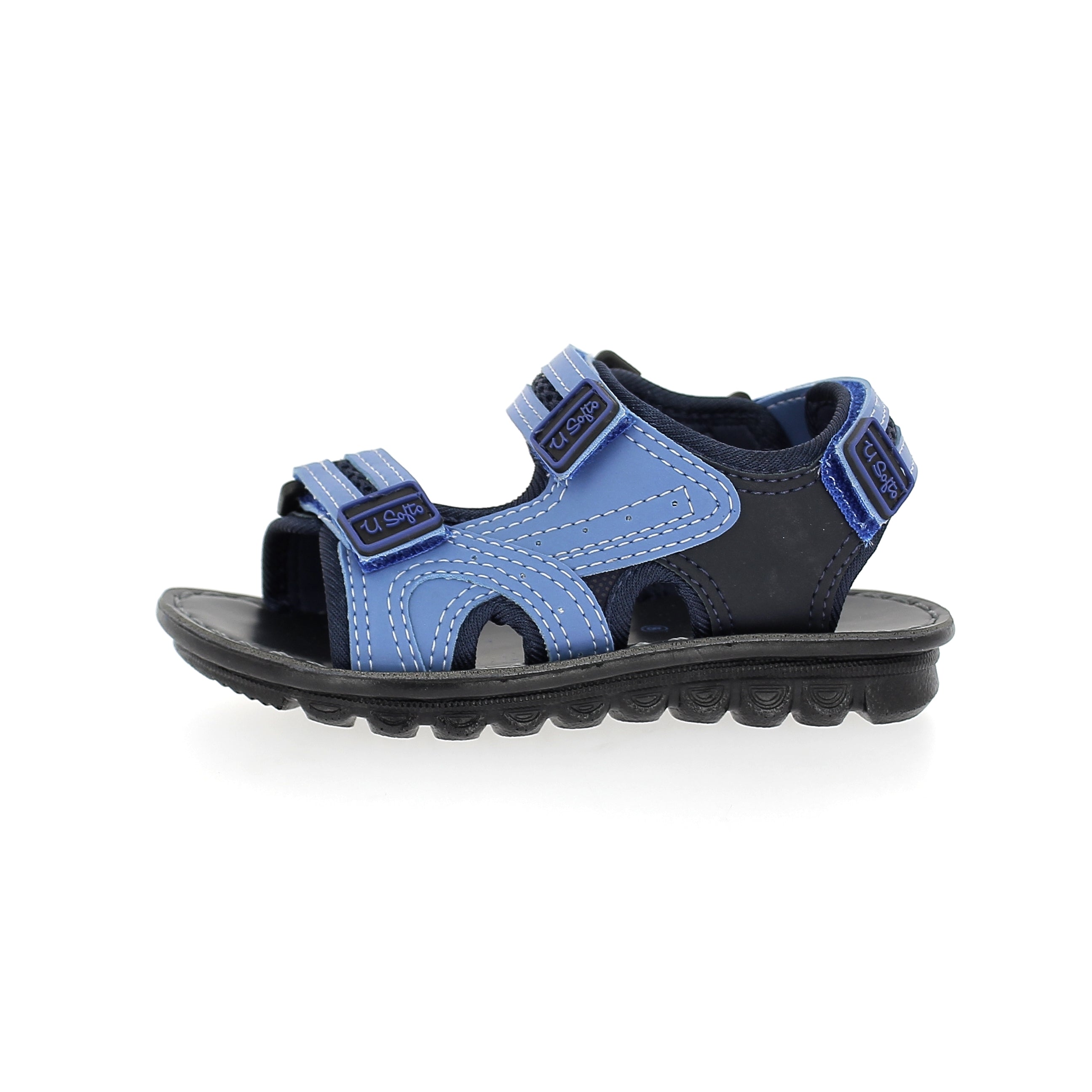 U Softo Boys Casual Toe Ring Slippers L.Blue-Black