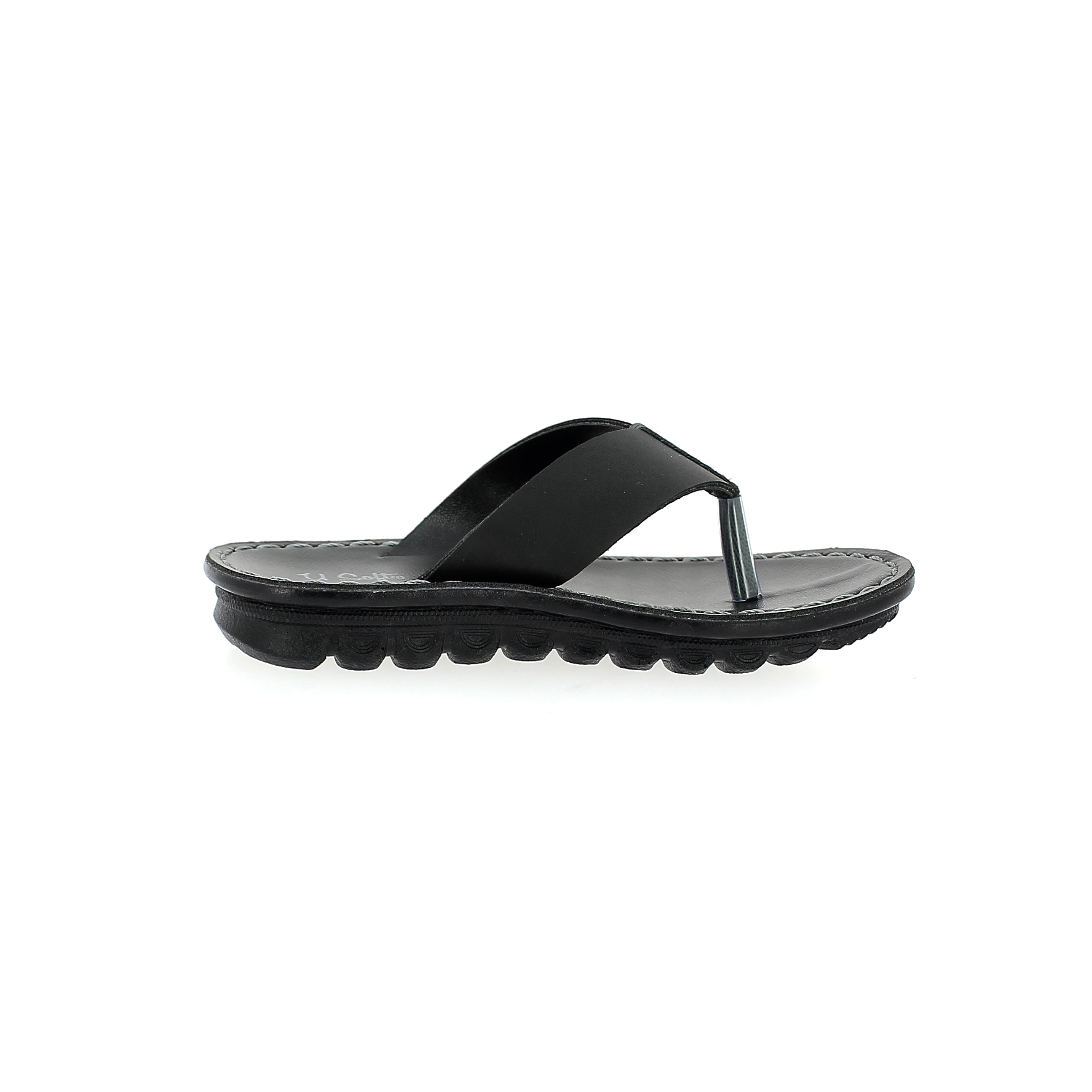 U Softo Boys V Strap Slippers Black