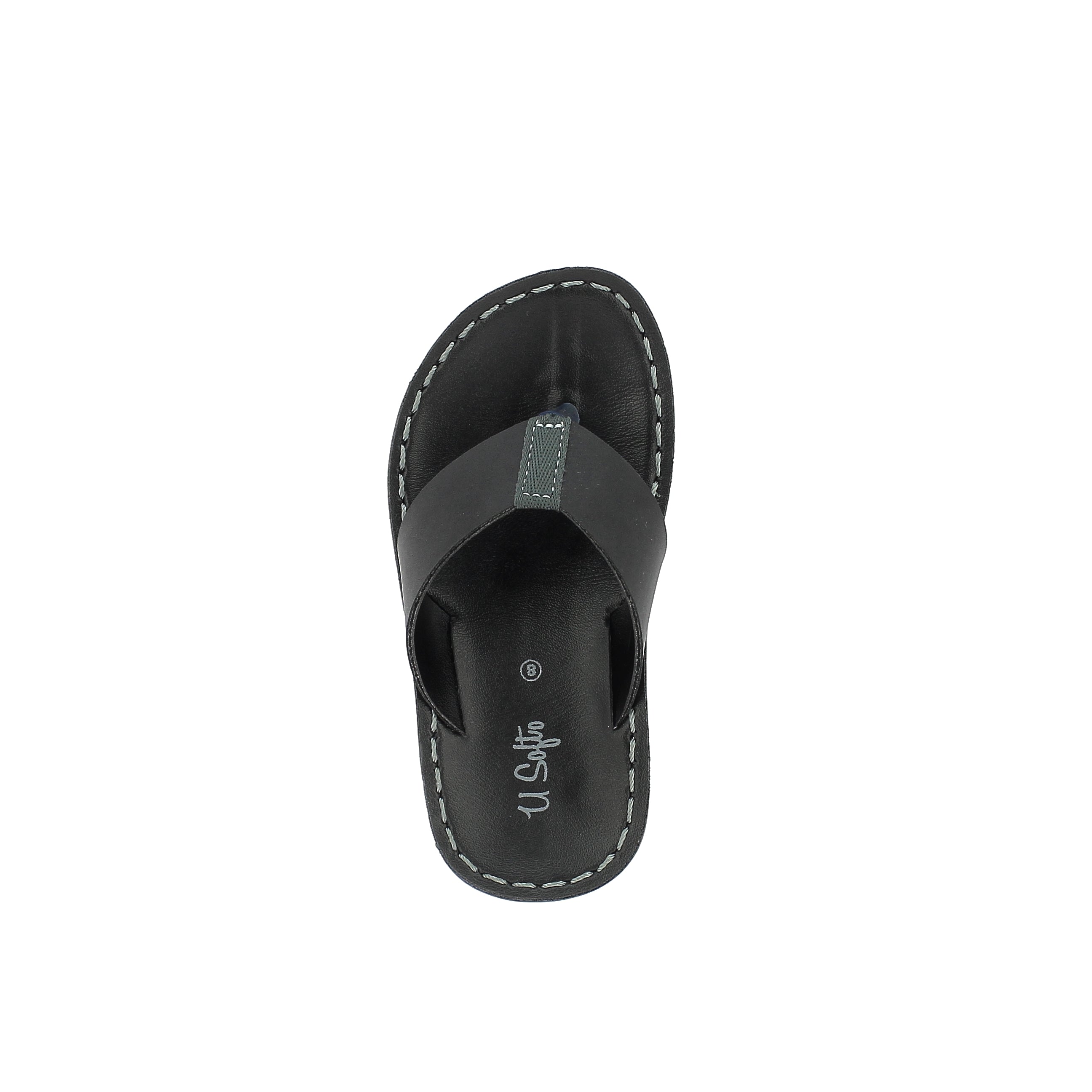 U Softo Boys V Strap Slippers Black