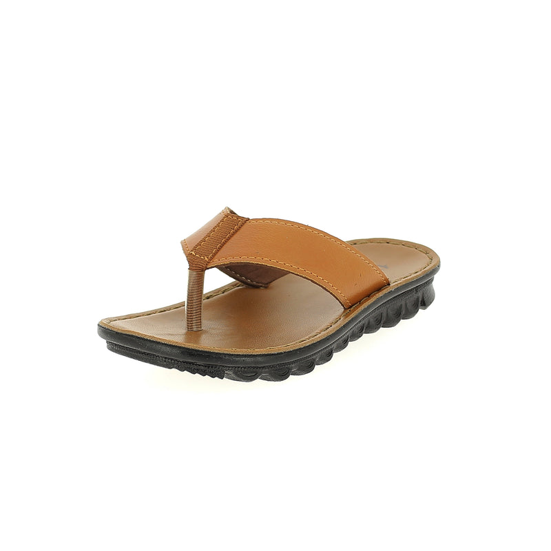 U Softo Boys V Strap Slippers Tan