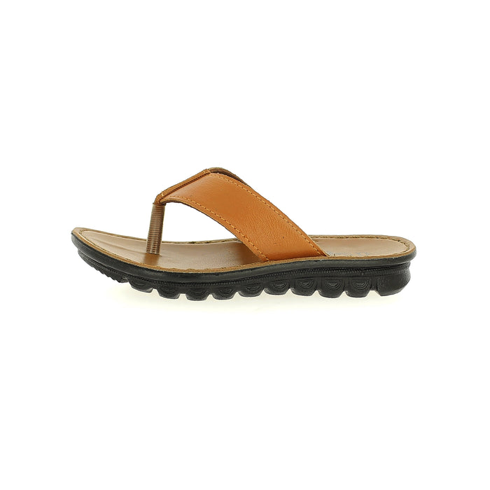 U Softo Boys V Strap Slippers Tan