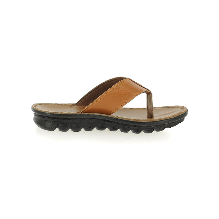 U Softo Boys V Strap Slippers Tan