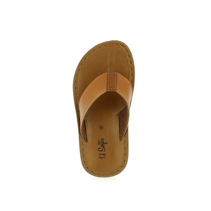 U Softo Boys V Strap Slippers Tan