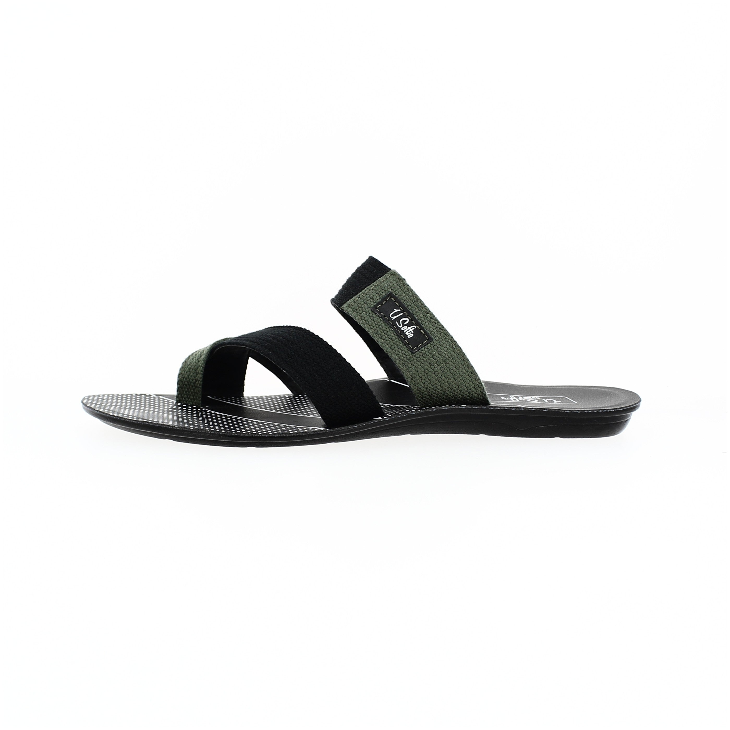 U Softo Men Casual Toe Ring Slippers Black