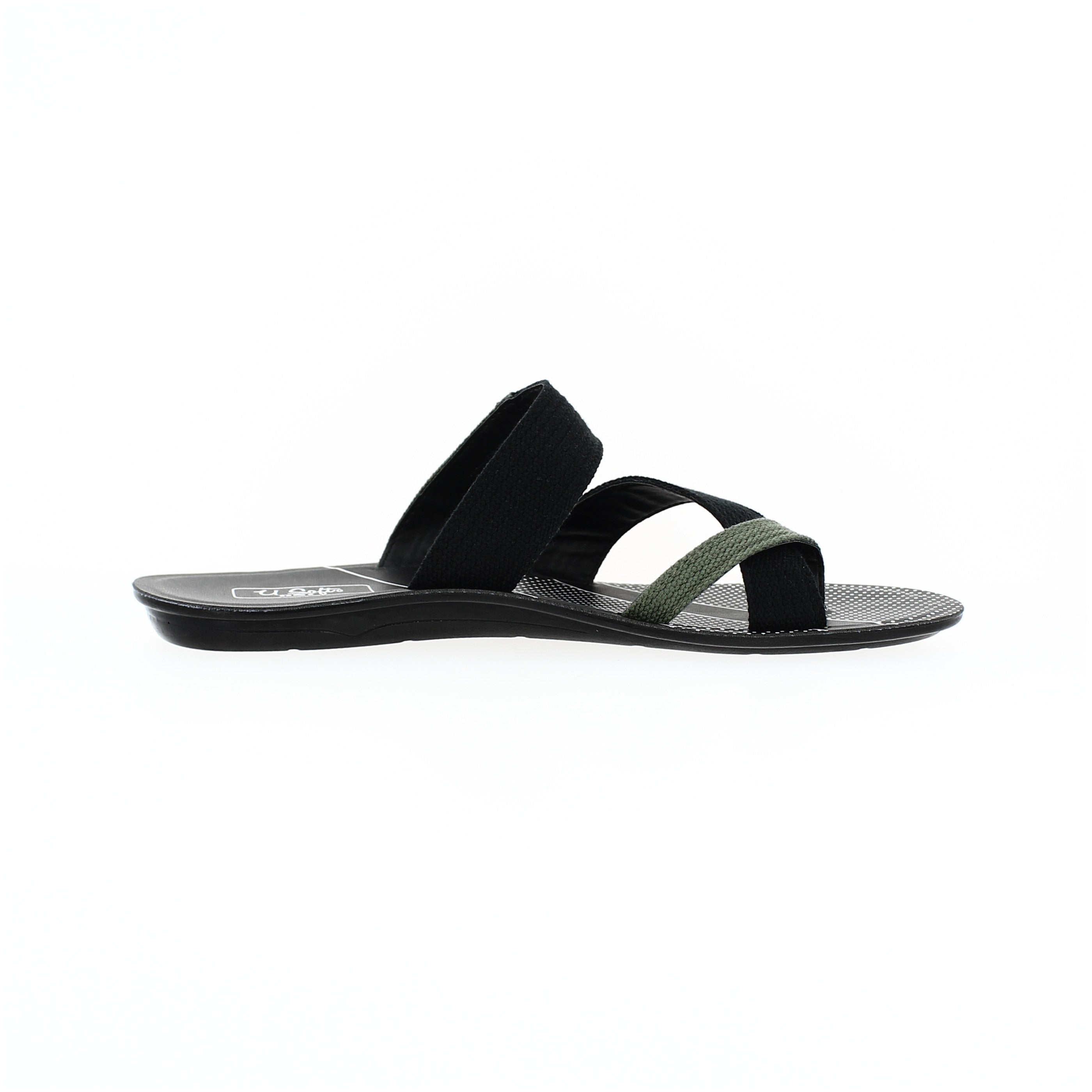 U Softo Men Casual Toe Ring Slippers Black