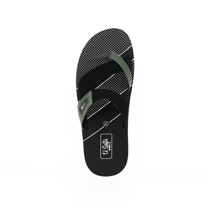 U Softo Men Casual Toe Ring Slippers Black