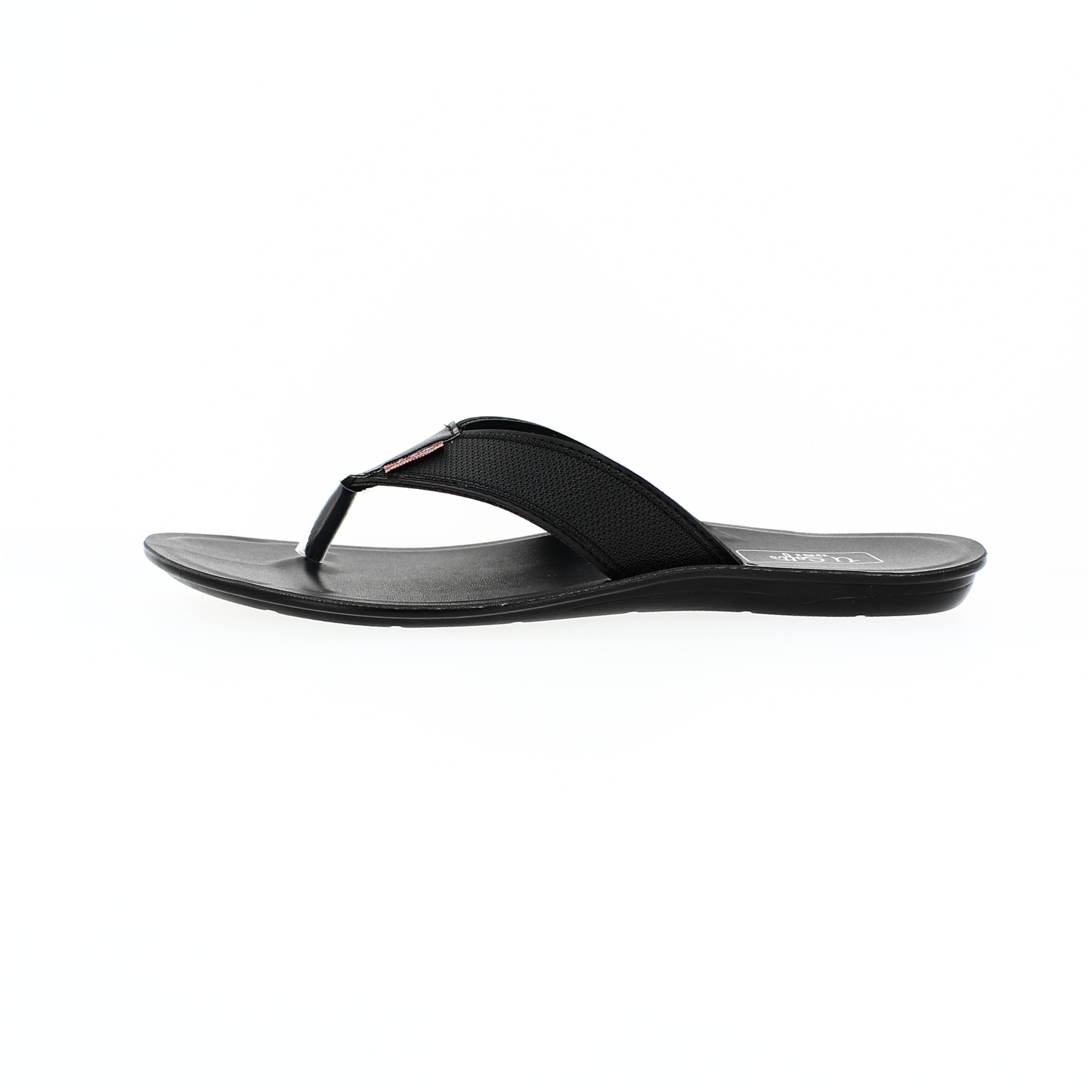U Softo Men Casual V-Strap Slippers Black