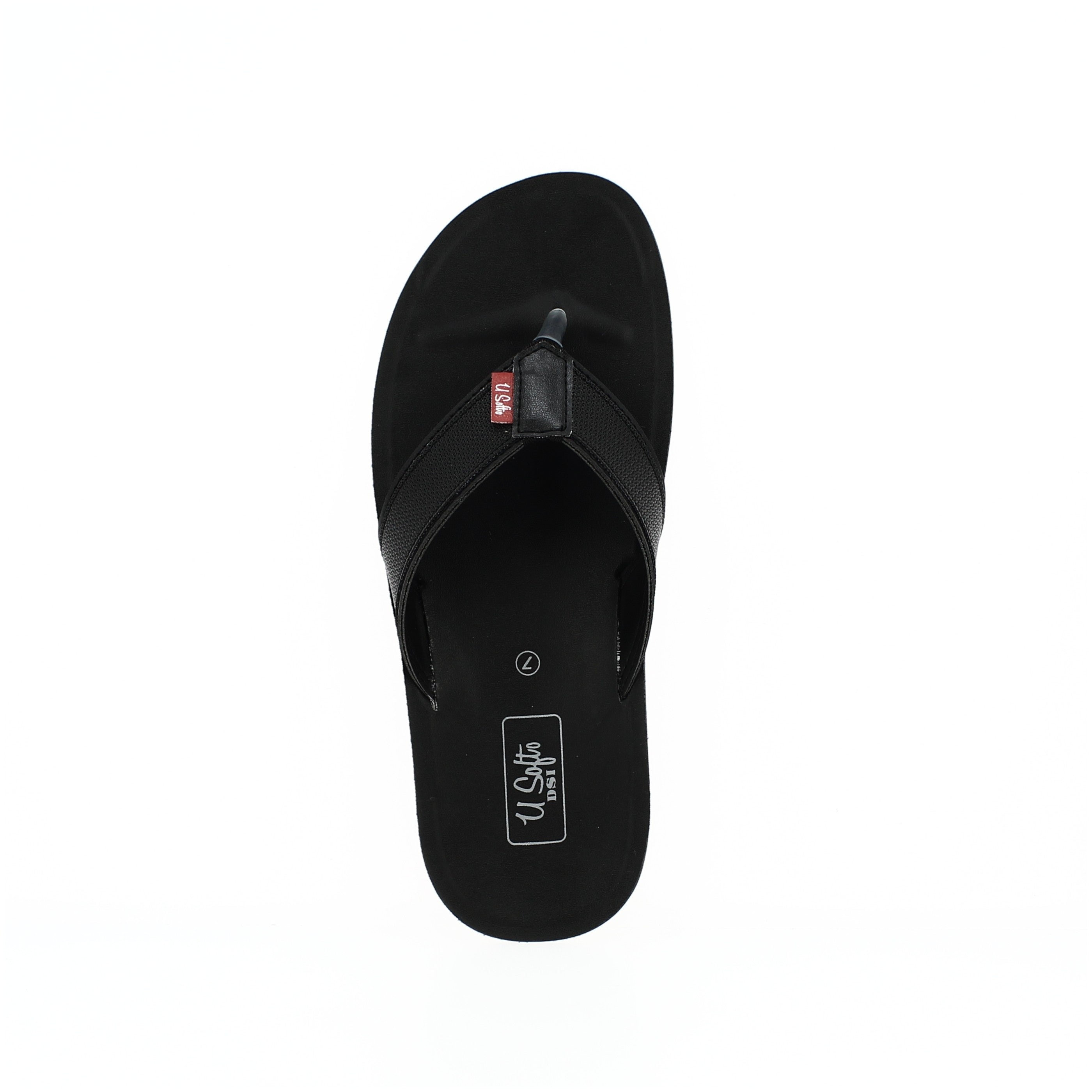 U Softo Men Casual V-Strap Slippers Black