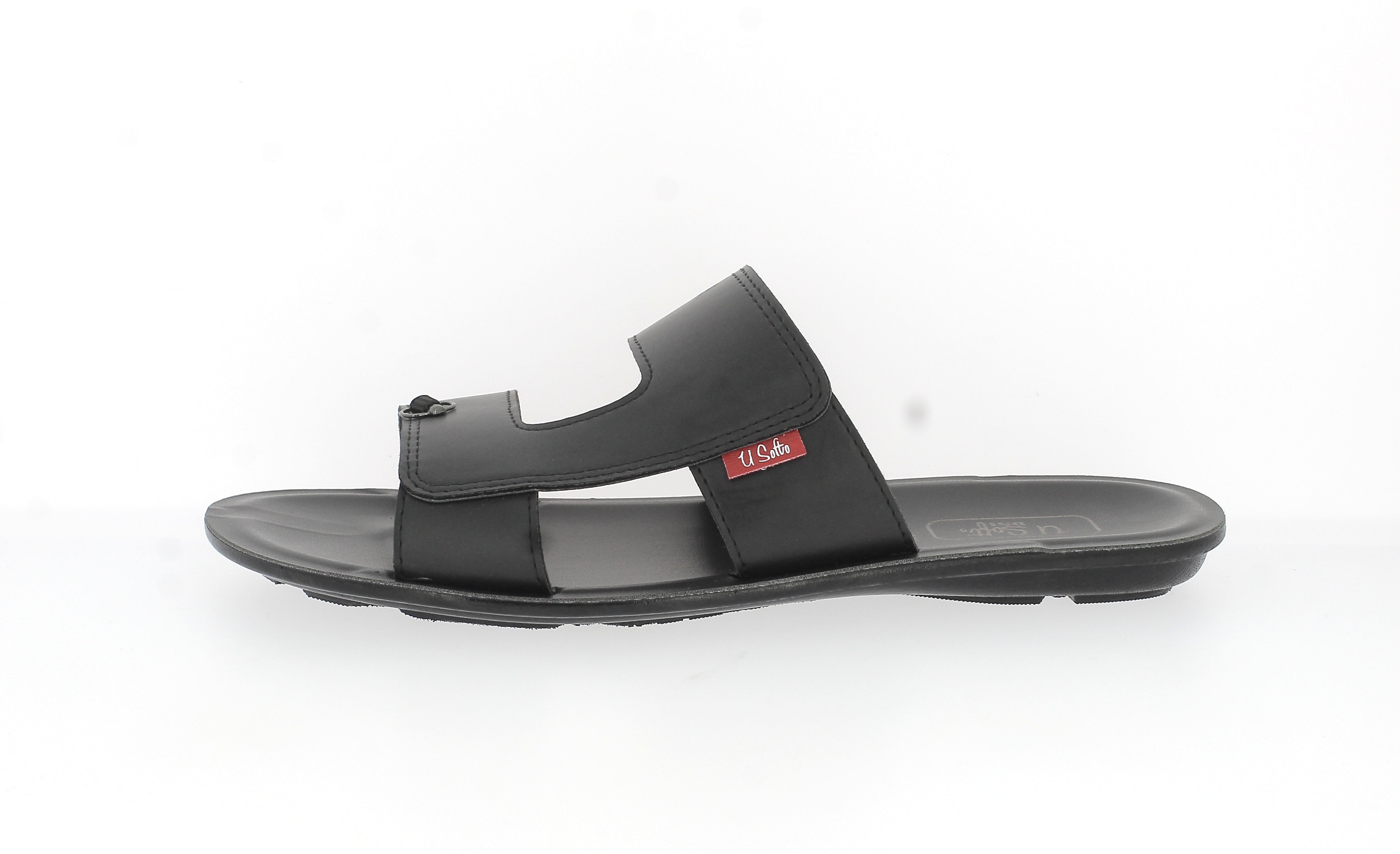 U Softo Men Toe-Ring Slipper Black