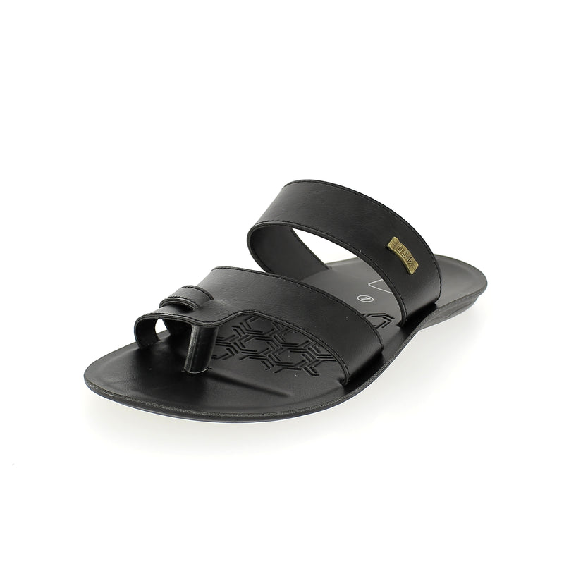U Softo Men Toe Rings Slippers Black