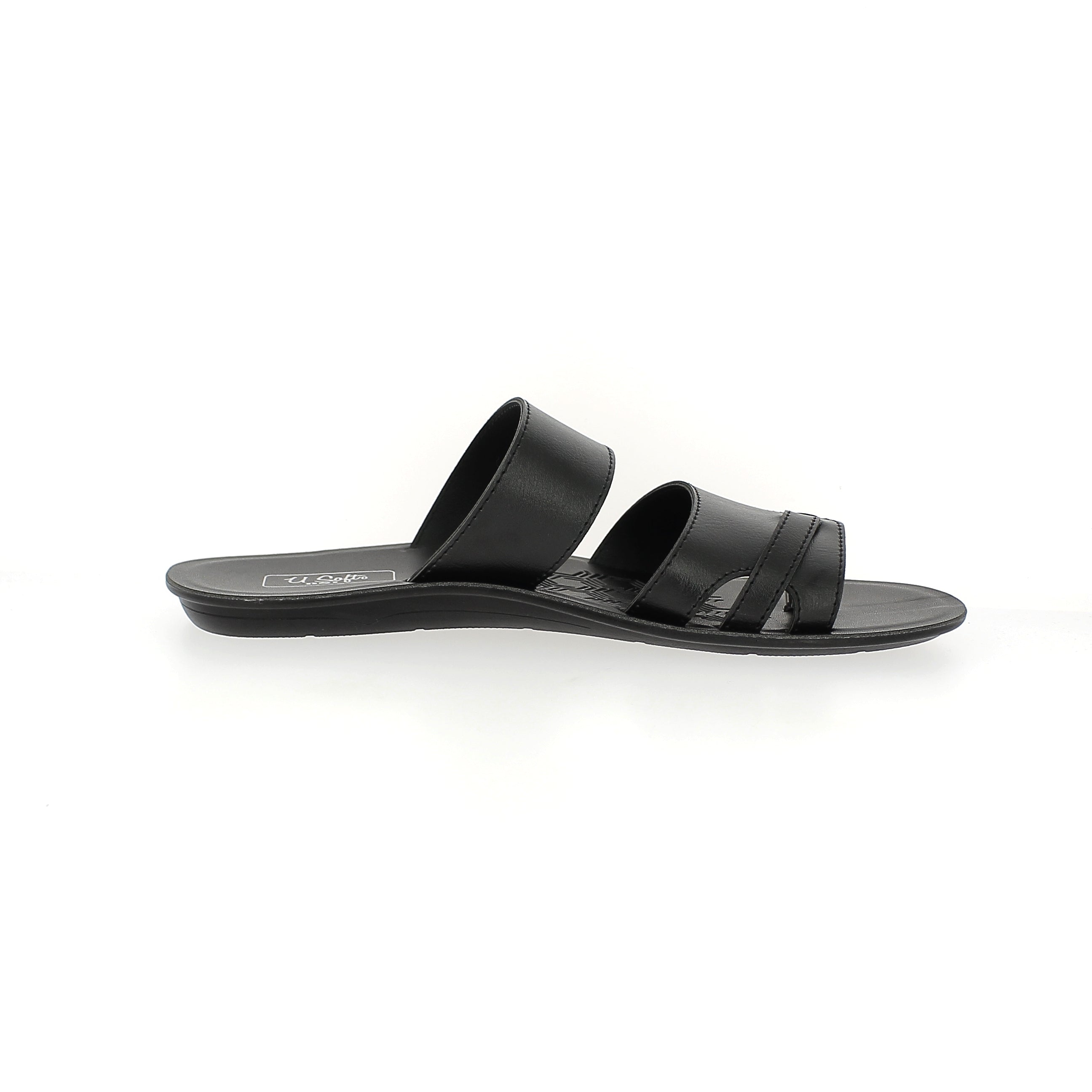 U Softo Men Toe Rings Slippers Black