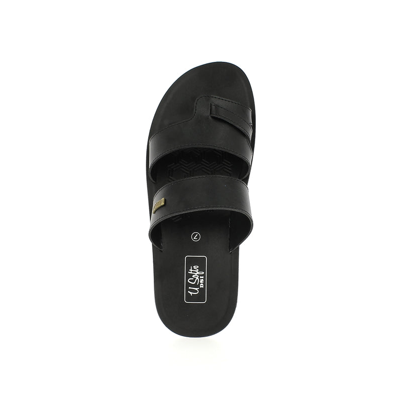 U Softo Men Toe Rings Slippers Black