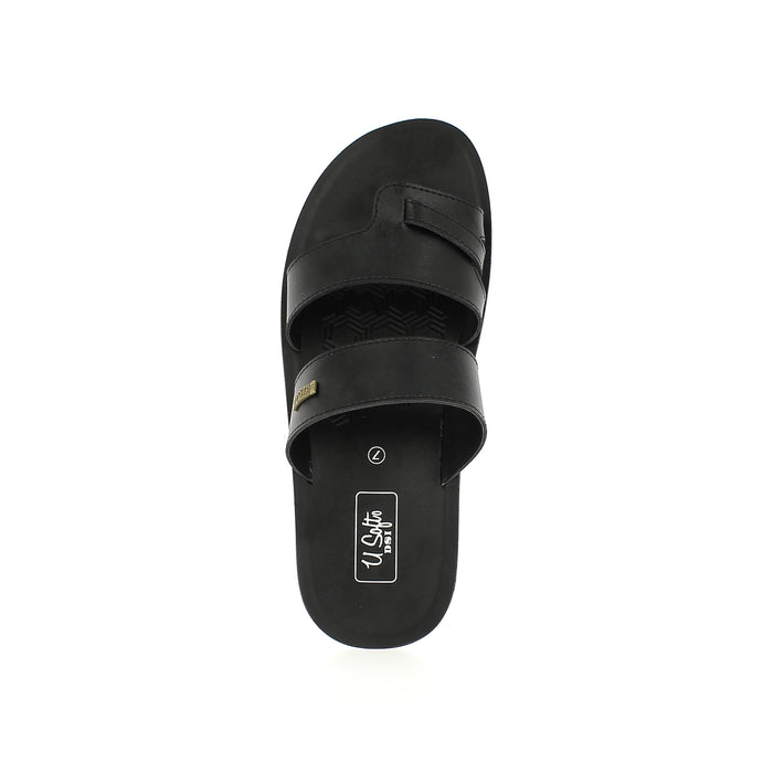 U Softo Men Toe Rings Slippers Black