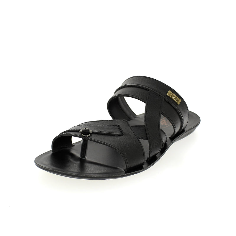 U Softo Men Toe Rings Slippers Black