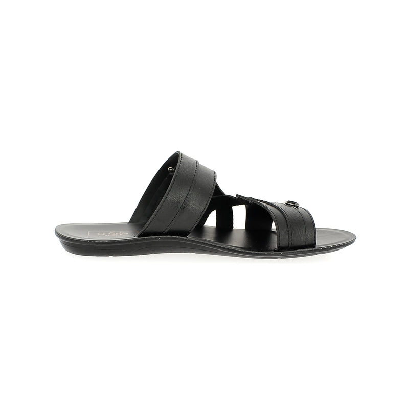 U Softo Men Toe Rings Slippers Black