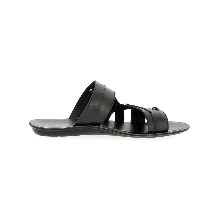 U Softo Men Toe Rings Slippers Black