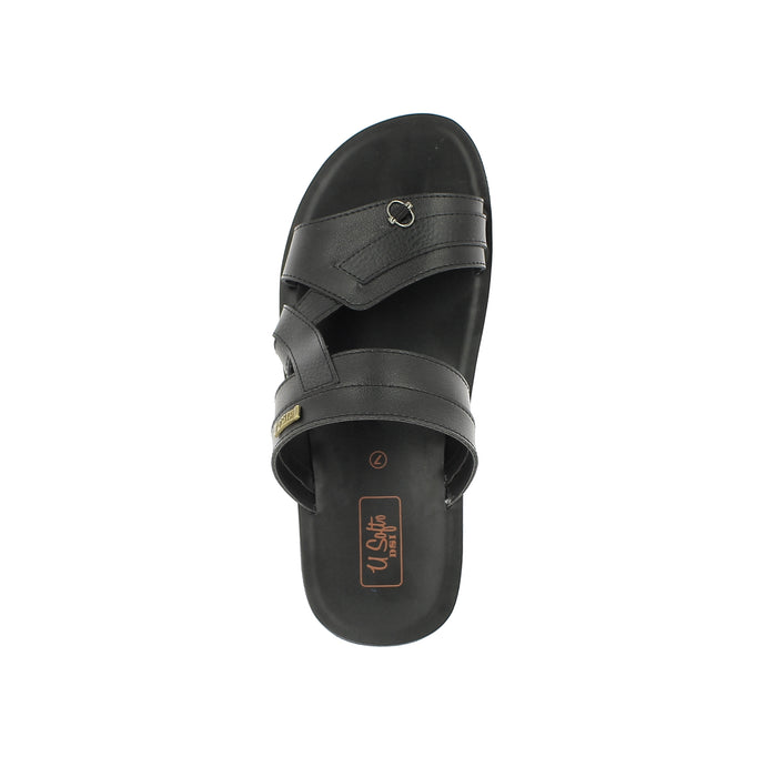 U Softo Men Toe Rings Slippers Black