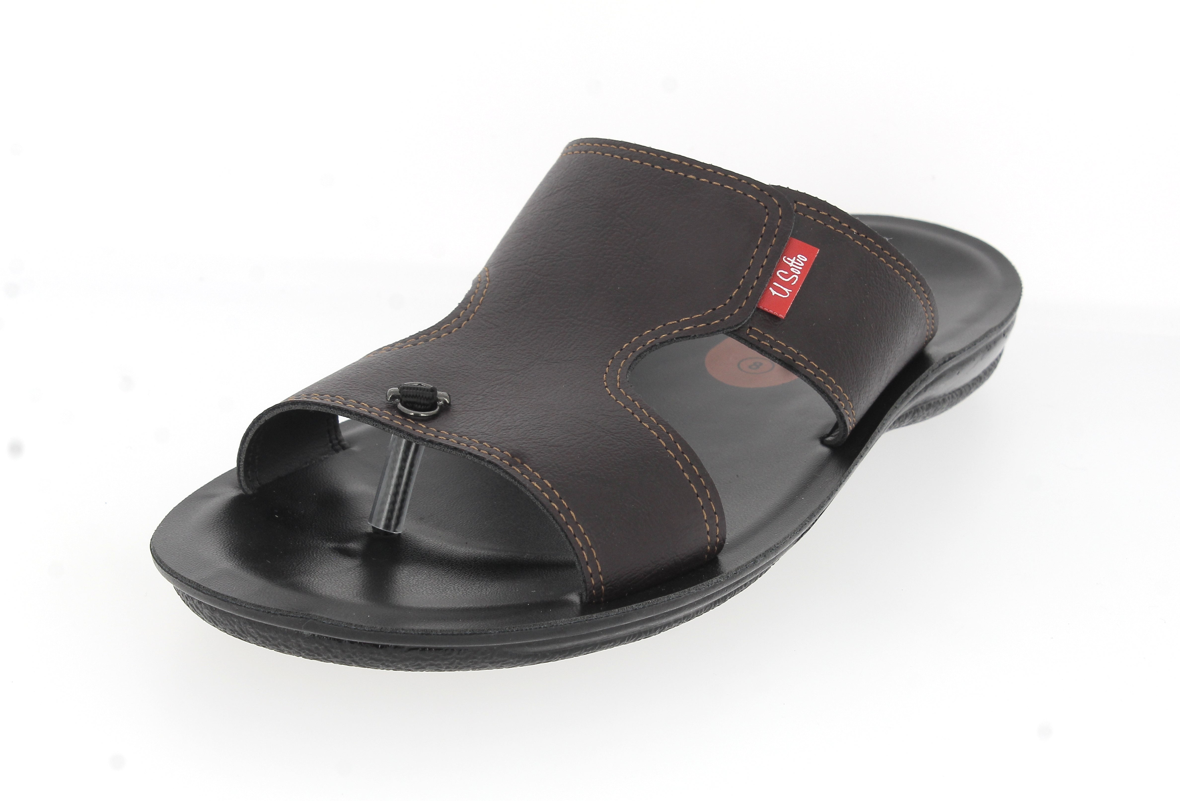 U Softo Men Toe Rings Slippers Brown