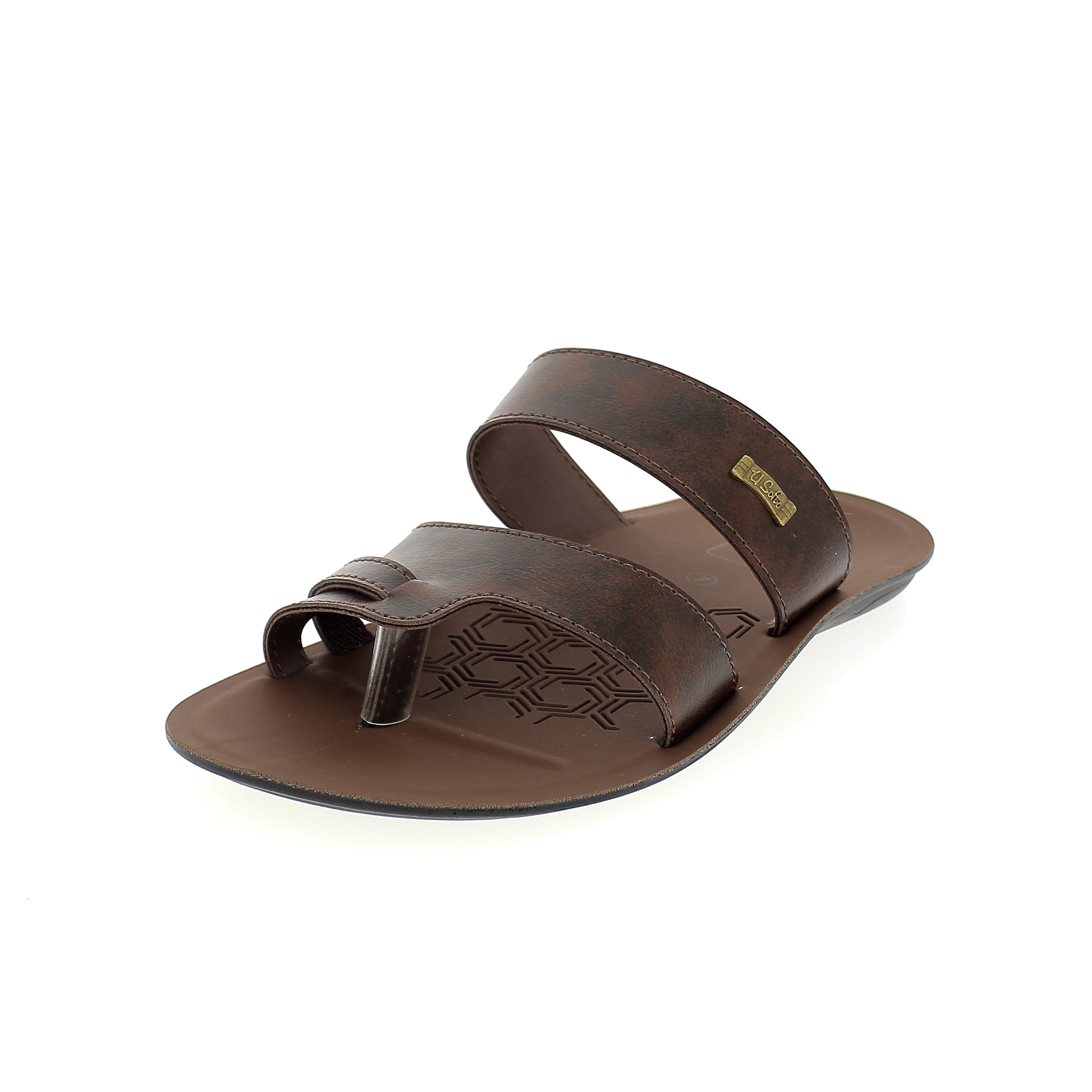 U Softo Men Toe Rings Slippers Brown