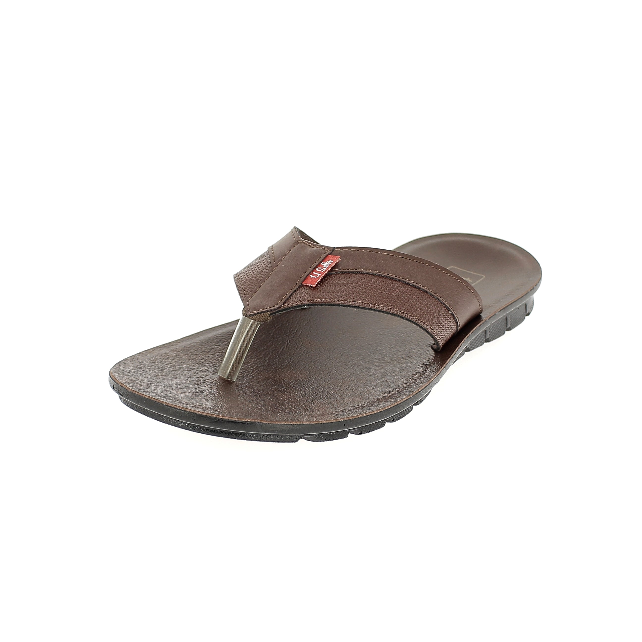 U Softo Men V Strap Slippers Brown
