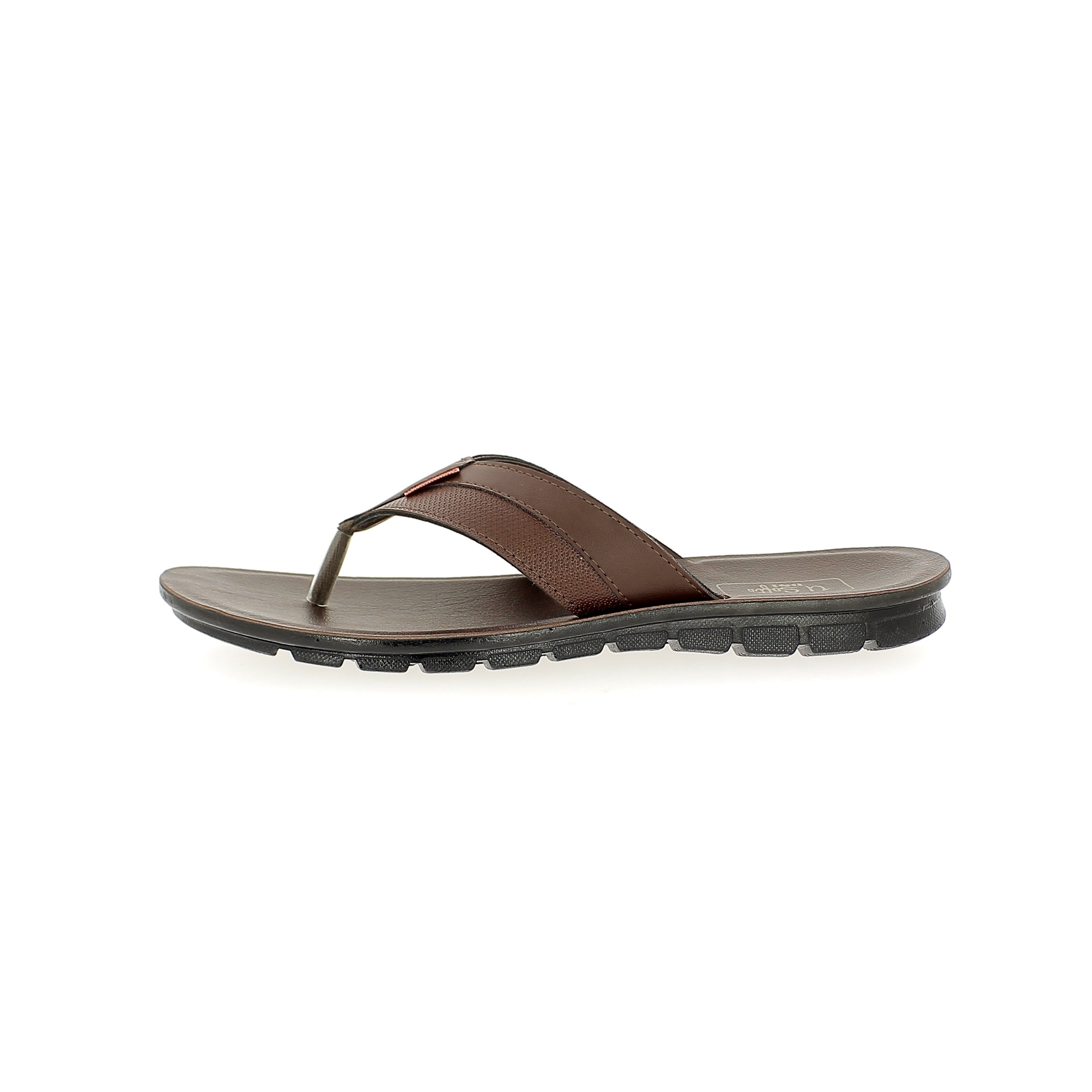 U Softo Men V Strap Slippers Brown