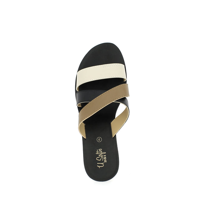 U Softo Women Casual Slip-on Slippers CRE/Black