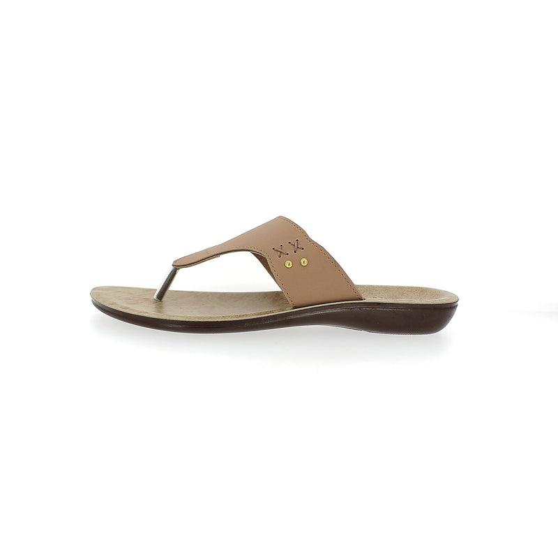 U Softo Women Casual T-Strap Slippers Beige