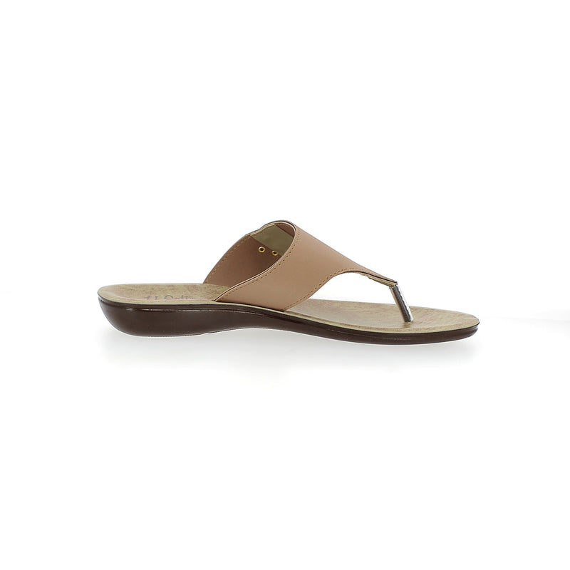 U Softo Women Casual T-Strap Slippers Beige