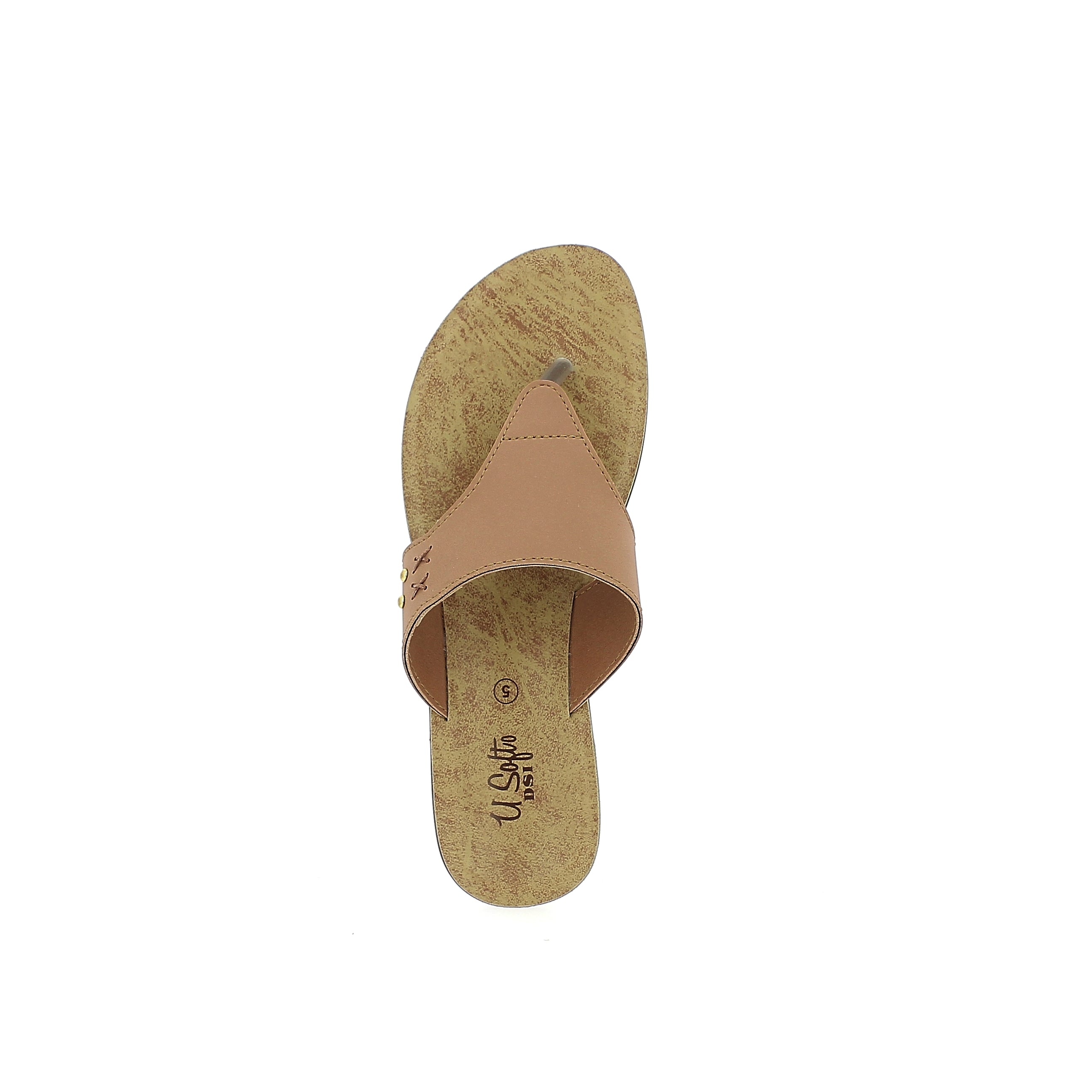 U Softo Women Casual T-Strap Slippers Beige