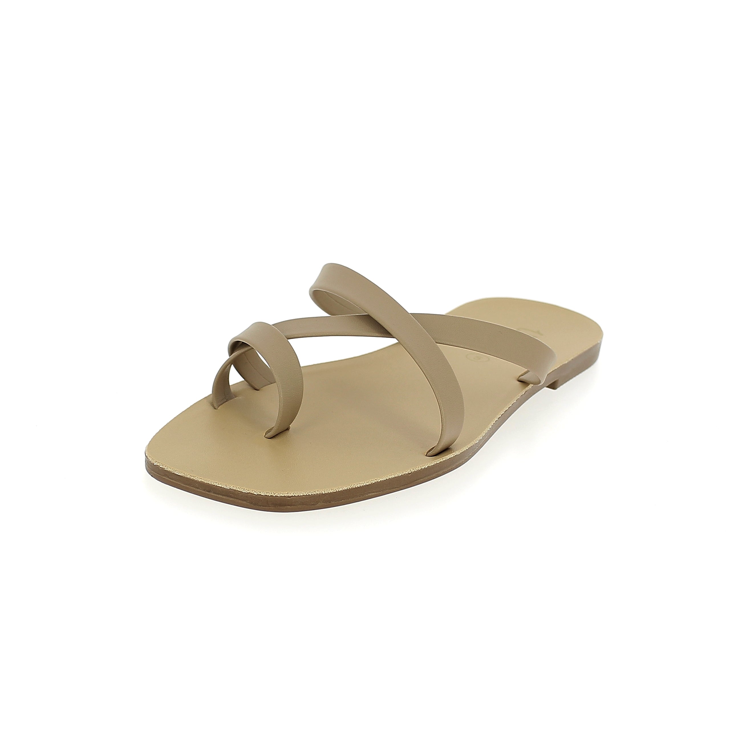 U Softo Women Casual Toe Ring Slippers Beige