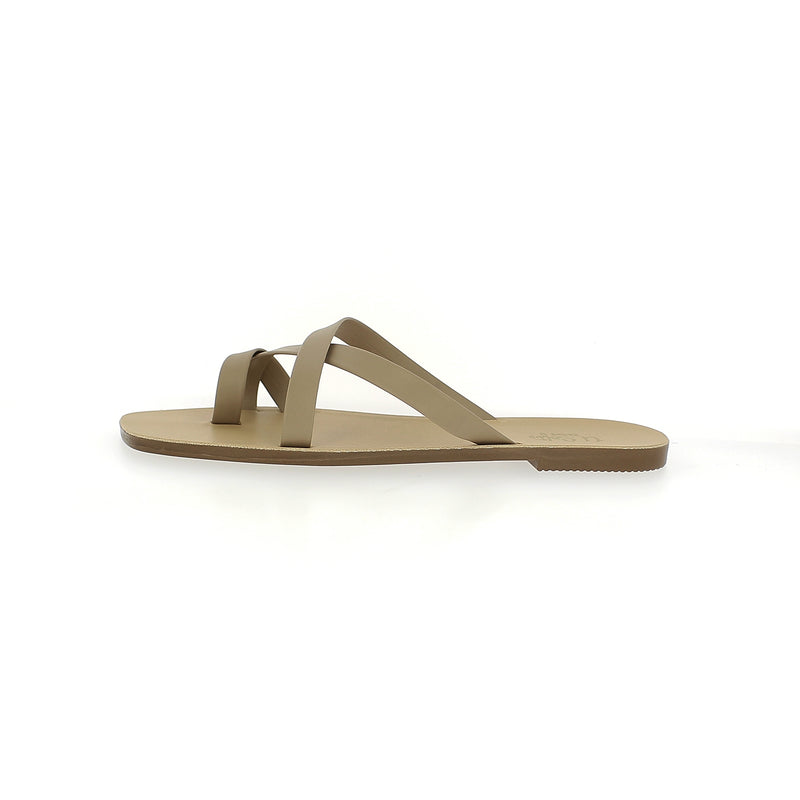 U Softo Women Casual Toe Ring Slippers Beige