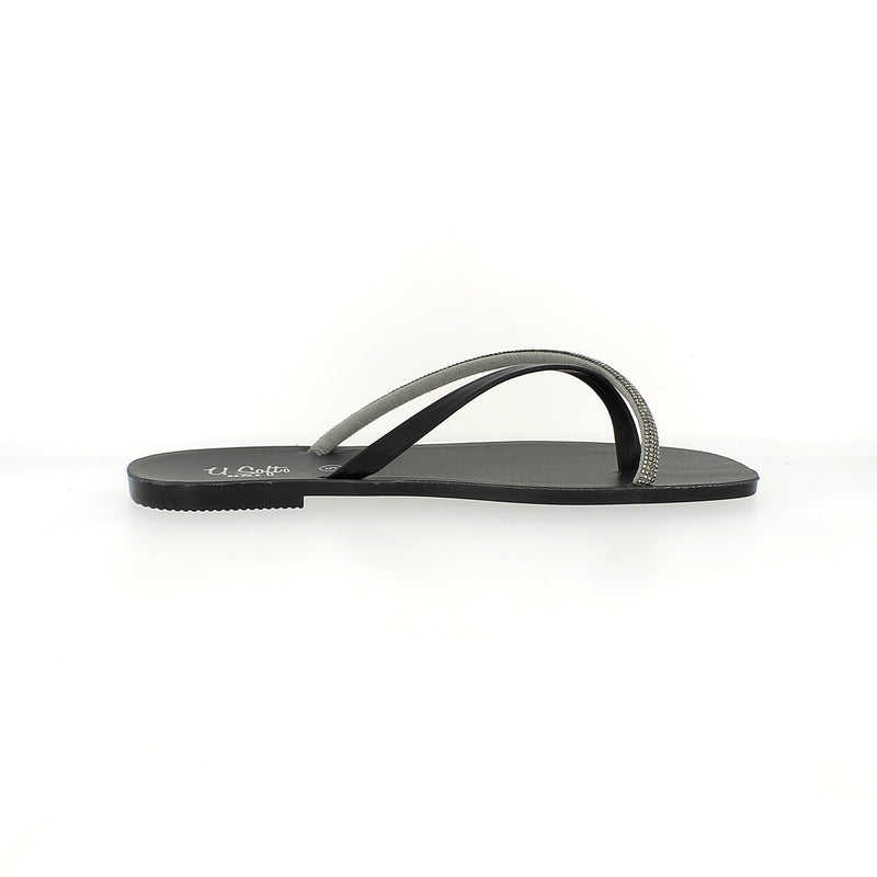 U Softo Women Toe Rings Slippers Black