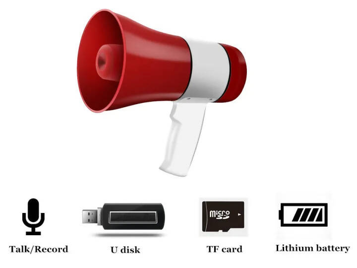 30W Rechargeable Handheld Megaphone with 240-Second Voice Recording – Portable Loudspeaker