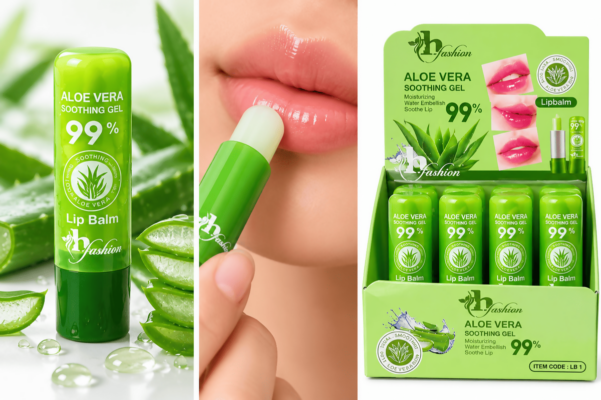 H Fashion Aloe Vera 99% Soothing Gel Lip Balm – Moisturizing Lip Care - 1pcs