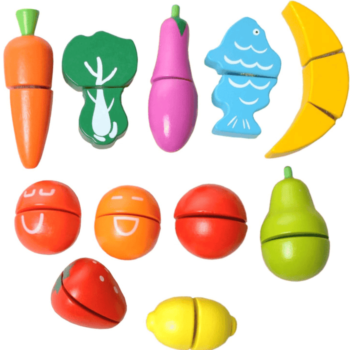Wooden Kitchen Toy Cutting Food Set (Ages 2+)