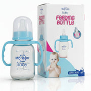 Morison Baby Glass Feeding Bottle with Dual Handles – 120ml | Pink & Blue